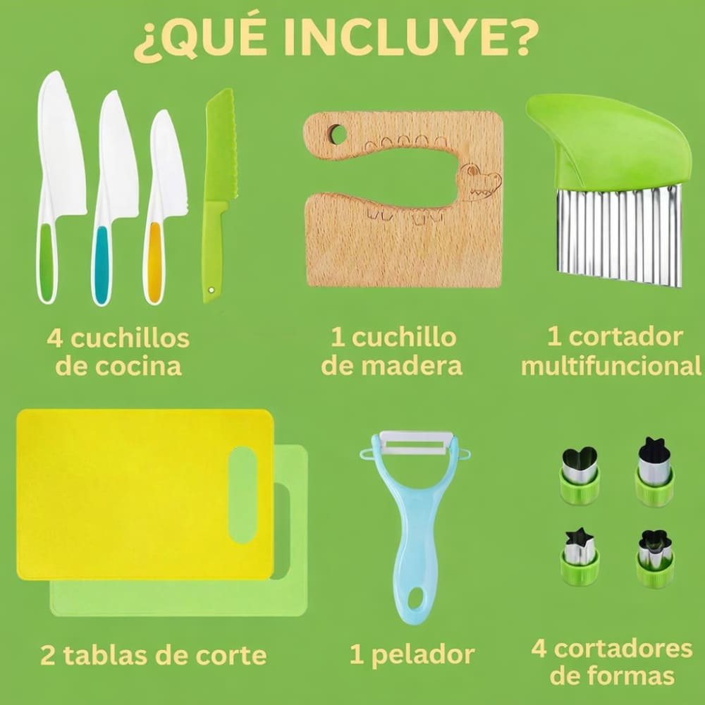 Kit de Cocina Infantil NinovaKids™ (13 piezas) – Cocina divertida, segura y fácil